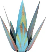 Tequila Rustic Sculpture 13.8x2.8in Metal Agave Plant Garden Art Garden Yard Statue for Lawn Patio Decoration Ornaments Blue