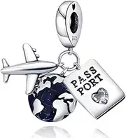 [LONGLUCK] 925 Sterling Silver Bead Charm for Pandora Charms Bracelets and Necklaces for Woman 5A Cubic Zirconias Dangle Pendant,Jewelry Bead, Sterling Silver, Cubic Zirconia