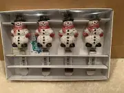 Set Of 4 Julie Euland Snowman Pate Cheese Spreader Knives Enecso Corp NIB
