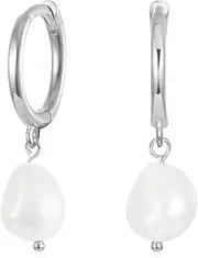 [REDNITY] Dainty Huggie Hoop Earrings with Dangle for Women, Small Hoop Earring with Charm - Pearl, Coin, Moon Star, Butterfly, 18K Gold Plated Sterling Silver Minimalist Jewelry Gift Set for Her