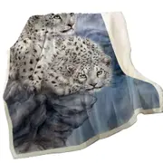 Animal Art Nature Rocky Adventure White Leopards Throw Blanket
