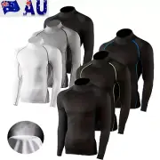 3Pack Mens Compression Shirts Athletic Muscle Fit T-shirt Long Sleeve Base Layer