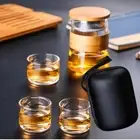 Glass Travel Tea Set with Infuser with Handbag Kungfu Teapot for