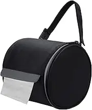 Hanging Toilet Paper Holder Waterproof Tissue Holder Cat Proof Roll Paper Case Cover Portable and Foldable Roll Storage Bag with Adjustable Strap for Wall Car Camping Tent Home Office Black