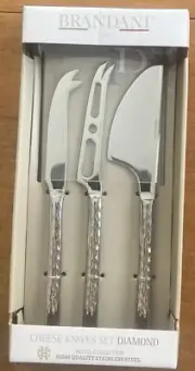 Brandani DIAMOND 3 pc Cheese Knife Set Hotel Collection Stainless Steel