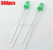 300Pcs Super Bright Led 3Mm Diffused Green Light Green Color Ic New wg