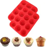 2PCS 12 Cups Silicone Muffin Pan, Non-Stick Silicone Cupcake Pan, Silicone Muffi
