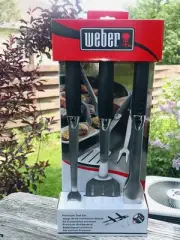 WEBER Premium BBQ UTENSIL TOOL SET 3-Piece STAINLESS STEEL 6630 Grill Uline