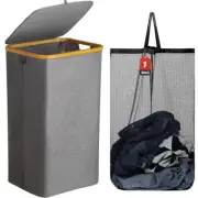 Bamboo Laundry Hamper with Lid Large Laundry Basket Collapsible Storage Basket