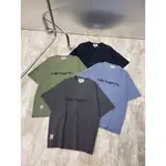 CARHARTT WIP 工作服時尚品牌水洗蠟染短袖 T 恤配草腳本字母圓領男士和 XS-3XL