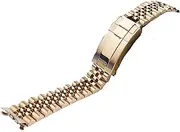 [HMCAUCVEJ] 19mm 316L Stainless Gold Silver Middle Gold Hollow Curved End Solid Screw Links Watch Band Fit For Jubilee Strap Fit For 7009-3040
