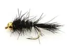 1 Dozen Bead Head Black Gold Ribbed Hares Ear Nymph Fishing Flies