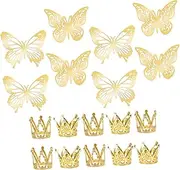HAMPPLIES 1 Set Bouquet Crown Decoration Pearl Crown Cake Decor Ornaments for Baking Bouquets Butterfly Decorations Baking Dessert Decor Bridal Shower Cake Decoration Golden Plastic