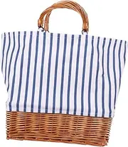 [ROMISBABA] Rattan Canvas Tote Small Tote Bag Beach Tote Bag Women Bag Simple Tote Bags Women Handbag Beach Bag Work Canvas Shopping Bags Woven Beach Tote Purse Tote Bag for Women Cotton Linen