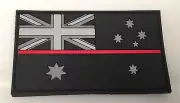 Thin Red Line Rubber/PVC Patch, Australian Flag Fire Brigade, Black, Hook Rear