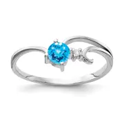 14k White Gold Topaz AA Real Diamond ring