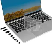 MOSISO Ultra Thin Keyboard Cover Skin with Dust Plugs Compatible with MacBook Air 15 M3 M2 A3114 A2941 / Air 13.6 A3113 A2681 / Pro 14/16 M3 M2 M1 A2918 A2992 A2779 A2442 A2991 A2780 A2485, Clear