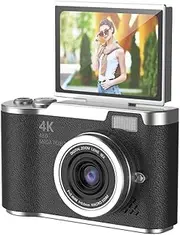 4K Digital Camera 48MP Portable CCD Camera 8X Zoom Video Recorder Gift (Black)