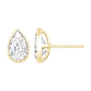 Bevilles Pear Solitaire Stud Earrings with 2.00ct of Laboratory Grown Diamonds in 9kt Yellow Gold