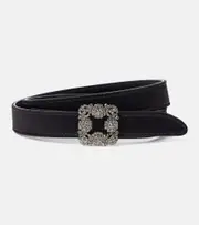 [Manolo Blahnik] Manolo Blahnik Hangisi embellished satin belt Inch 29.5 black