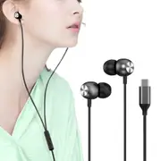 Type-C Wired Earbuds with Mic for iPhone and Samsung Comfortable Fit-Black