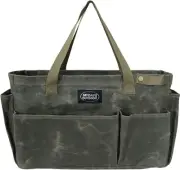 Portable Garden Camping Tool Storage Bag,Waxed Canvas Firewood Army Green