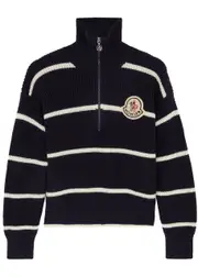 Moncler Striped Half-zip Wool Jumper - Black - XL XL