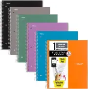 Spiral Notebooks, 6 Pack, 1 Subject, Graph Ruled Paper, Fights Ink Bleed, Water