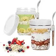 2PCS 16oz Overnight Oats Jars with Spoons and Lids