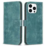 For iPhone 15 Pro Mobile Phone Stand Case Wallet Imprinted Rhombus PU Leather Anti-drop Phone Cover