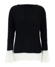 Issey Miyake Behind The Scenes Flounced Edge Sweater 2 White/Black
