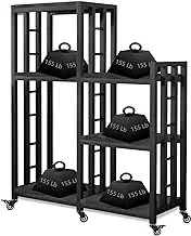 YUELAN Storage Shelf Baker Rack with Wheels - Adjustable Microwave Stand, Coffee Bar Table, and 6-Tier Storage Rack for Spices, Pots, Pans, Mini Fridge, Plants, and Tools in Office, Patio, or Garage