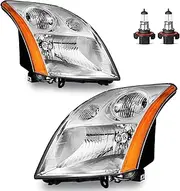 Headlights Assembly W/Bulbs for 2007-2009 Nissan Sentra 4-Dr Halogen Headlamp Replacement Driver & Passenger Side