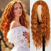 Orange Wig for Women Long Water Wave Synthetic Hair Wigs Ginger Wig OmbreWine Blue Pink Brown Gray Black Purple Green 26 Inch