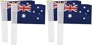 AUPOINT 20 PCS Australian Handheld Mini Flag, 14 * 21cm, Australia Stick Flag, White Solid Pole,Vivid Color and Fade Resistant, Hand Held Stick Flags with Spear Top