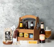 Wooden Beer Caddy with Snacks