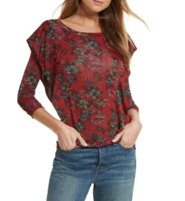FREE PEOPLE Top Large Dock Street Red Shirt Women's Stretchy NEW