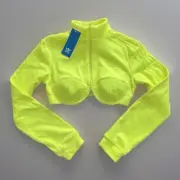 $150 Adidas X Jeremy Scott Velour Cropped Zip Track Top Yellow H50968 L NEW