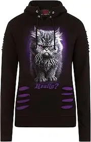 [Spiral] Anger Management - Large Hood Ripped Hoody Purple-Black