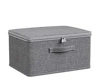 Storage Box with Lock,Clothes Toys Organiser Box with Lid - Snacks Food Chest Protective Stackable for Sweaters Jeans Pants