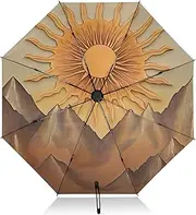 [PDZRMY] UV Protection Travel Umbrella Moutain Landscape Sun Compact for Rain and Sun - Auto Open and Close UPF 50+ Windproof Portable 46” Sun Umbrella for Women and Men