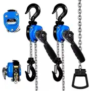 1/4Ton Chain Hoist (2-Pack) 550Lbs Capacity 10Ft Lift Small Come along Alloy Ste