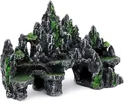 PakyKai Large Fish Tank Decorations, Mountain View Aquarium Ornament with Tree House Cave Bridge Artificial Plastic Plants Aquarium Decorations