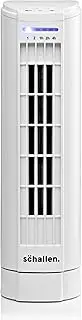 Schallen 15" Electric Air Cooling Quiet Oscillation Floor Desk Mini Tower Fan with Timer & Speed Settings (White)