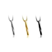 Gold Silver Black Rectangle Pendant Necklace Men Trendy Simple Stainless Chain
