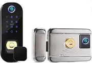 Smart Lock, Anti- Theft Intelligent Keyless Electronic Security Handle Smart Outdoor Tuya Double Sided Fingerprint Door Lock,for Bedroom Hotel Office Apartment FANDIAO