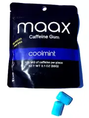 USA- MAAX Energy Gum- Coolmint- 1pkt- 125mg Caffeine per pce-40 pieces -military