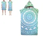 Changing Robe with Hood Quick Dry Poncho Mandala Wetsuit Beach Bath Towel-Style 4