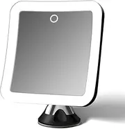 Fancii Rechargeable 10x Magnifying Mirror with 3 LED Light Settings, Dimmable Touch Light, Cordless, Locking Suction Mount, Lighted Mirror for Bathroom or Travel (Mira 2 Black)