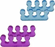 YUESUO Gel Toe Separator for Nail Painting, Pedicure, Foot Correction, Comfortable Thick Elastic Toenail Separator for Both Men and Women—2 Pairs of Spacers (Purple+Blue)